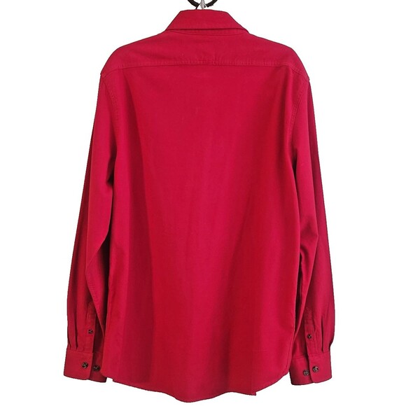 Schott Bros Flannel Shirt Mens XL Solid Red Button Down 100% Cotton SH2120 - Picture 3 of 8